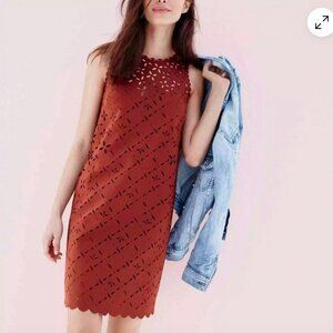 Fabulous dark cognac J Crew laser cut floral shift size 4